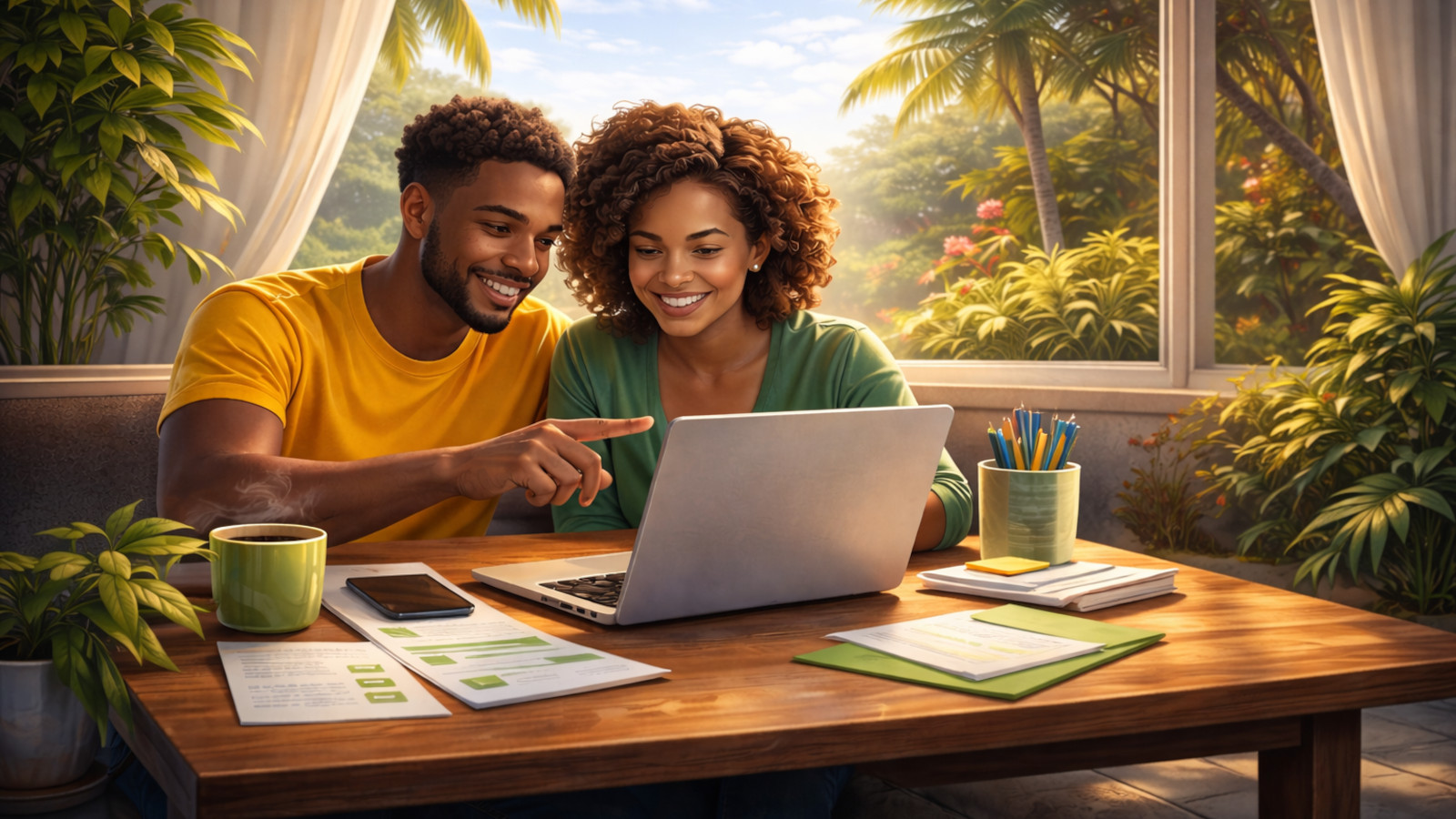 Person carefully reviewing details before sending money online